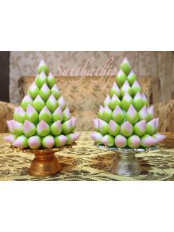 พานพุ่มดอกบัวประดิษฐ์ [3.5 นิ้ว 850 บาท/คู่]