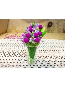 กรวยดอกบานไม่รู้โรยผสมดอกรัก ประดิษฐ์จากดิน - ดอกบานไม่รู้โรย - ดอกรัก