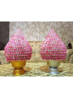 พานพุ่มกุหลาบ ประดิษฐ์จากดิน [7 นิ้ว 3,500 บาท/คู่]