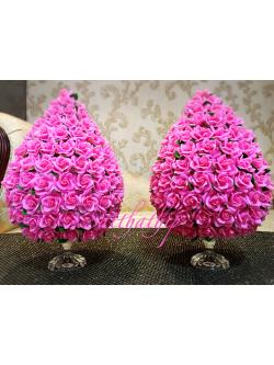 พานพุ่มดอกกุหลาบ ประดิษฐ์จากดิน [7.5 นิ้ว 4,600 บาท/คู่]