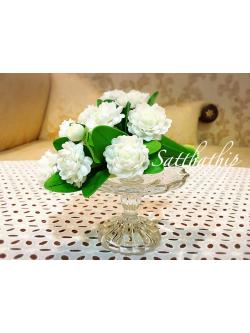 ชุดกรวยดอกมะลิ ประดิษฐ์จากดิน พร้อมพานแก้ว - ดอกมะลิ - ดอกมะลิ ประดิษฐ์ - ของขวัญวันแม่ - Jasmine flower