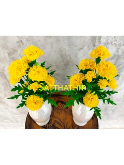 แจกันดอกดาวเรือง (ข้างละ 9 ดอก) ประดิษฐ์จากดิน - แจกันดาวเรืองประดิษฐ์ - ดอกดาวเรืองประดิษฐ์