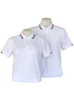 เสื้อโปโลสีขาวลายธงชาติ ราคาส่ง 3 ตัวขึ้นไป