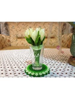 ชุดกรวยดอกจำปี พร้อมถาดใบตอง ประดิษฐ์จากดิน - White Champaka