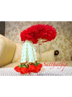 พวงมาลัยผ้า - พวงมาลัยดอกมัม ประดิษฐ์ - พวงมาลัยถวายศาลพระภูมิ - Fabric garland