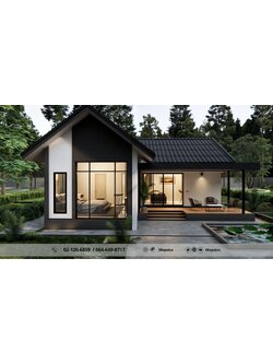 แบบบ้านชั้นเดียว สไตล์โมเดิร์น โดดเด่นด้วยโทนสีดำ