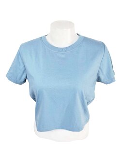 เสื้อยืดทรงครอป สีน้ำเงิน อเมริกันยีนส์