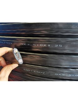 สายไฟแบน 3x3.5+8x1.25 mm2 /สายแพรเครน/สายไฟแบนรอกเครนไฟฟ้า/ Flat Flexible Crane Cable 3x3.5+8x1.25 mm2 ( ขายเป็นเมตร )