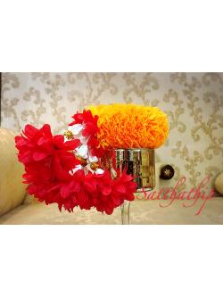 พวงมาลัยผ้า - พวงมาลัยดอกดาวเรือง ประดิษฐ์ - พวงมาลัยถวายศาลพระภูมิ - Fabric Garland