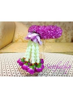 พวงมาลัยผ้า - พวงมาลัยดอกมัม ประดิษฐ์ - พวงมาลัยถวายศาลพระภูมิ - Fabric garland