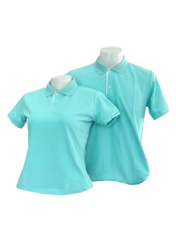 เสื้อโปโลสีเขียวมิ้นท์ แขนจั๊มครึ่ง ราคาส่ง 3 ตัวขึ้นไป