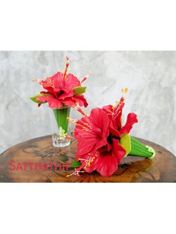 ชุดกรวยดอกชบา ประดิษฐ์จากดิน จำนวน 2 กรวย