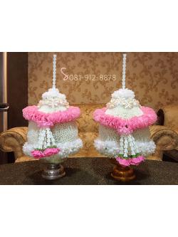 พานพุ่ม - พานพุ่มสักการะ - พานพุ่มดอกรัก - พานพุ่มดอกรักประดิษฐ์ (พลาสติก) - พานพุ่มสีขาว - Panpum