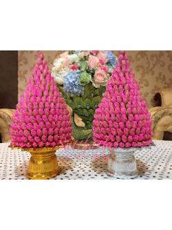 พานพุ่มดอกกุหลาบ ประดิษฐ์จากดิน [5.5 นิ้ว 2,500 บาท/คู่]