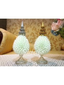 พานพุ่ม - พานพุ่มสักการะ - พานพุ่มดอกรัก - พานพุ่มดอกรักประดิษฐ์ (พลาสติก) - พานพุ่มสีขาว - Panpum