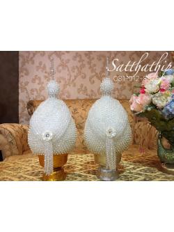 พานพุ่ม - พานพุ่มสักการะ - พานพุ่มคริสตัล สีขาว - Phan bush