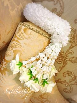 พวงมาลัยผ้า - พวงมาลัยดอกมัม ประดิษฐ์ - พวงมาลัยถวายศาลพระภูมิ - Fabric garland