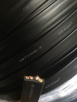 สายไฟแบน4X4 mm2 /สายแพรเครน/สายไฟแบนรอกเครนไฟฟ้า/ Flat Flexible Crane Cable 4G4 mm2 ( ขายเป็นเมตร )