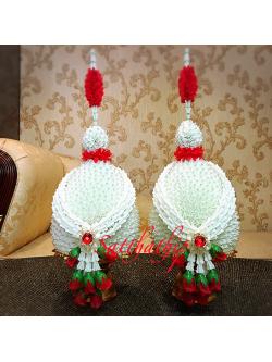 พานพุ่ม - พานพุ่มสักการะ - พานพุ่มดอกรัก - พานพุ่มดอกรักประดิษฐ์ (พลาสติก) - พานพุ่มสีขาว - Panpum