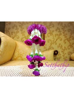 พวงมาลัยผ้า - พวงมาลัยดอกมัม ประดิษฐ์ - พวงมาลัยถวายศาลพระภูมิ - Fabric Garland