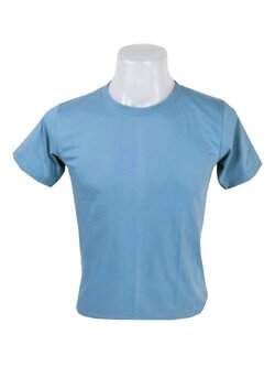 เสื้อยืดคอกลม สีฟ้าคราม สีฟ้าอเมริกันยีนส์