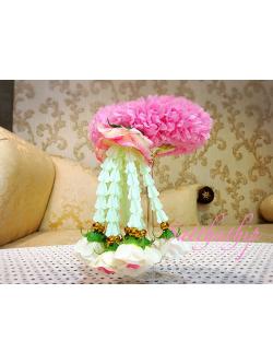 พวงมาลัยผ้า - พวงมาลัยดอกมัม ประดิษฐ์ - พวงมาลัยถวายศาลพระภูมิ - Fabric garland