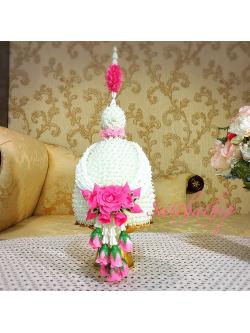 พานพุ่ม - พานพุ่มสักการะ - พานพุ่มดอกรัก - พานพุ่มดอกรักประดิษฐ์ (พลาสติก) - พานพุ่มสีขาว - Panpum