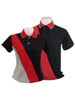 เสื้อโปโลสีดำ สีแดง สีเทาอ่อน ในตัวเดียวกัน