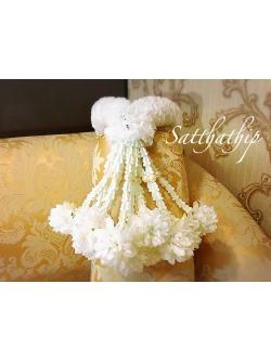 พวงมาลัยผ้า - พวงมาลัยดอกคาเนชั่น ประดิษฐ์ - พวงมาลัยถวายศาลพระภูมิ - Fabric garland