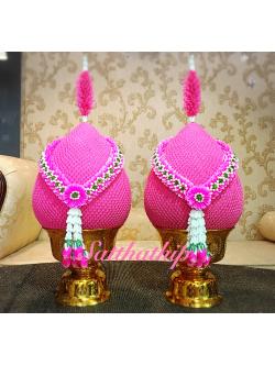 พานพุ่มผ้า สีชมพู - พานพุ่ม สีชมพู - พานพุ่มสักการะ สีชมพู - Phan bush