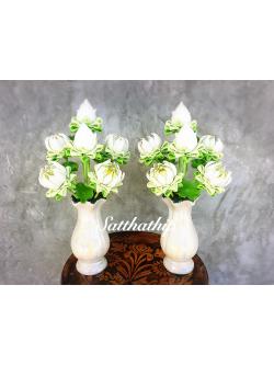 ดอกบัวประดิษฐ์ - แจกันดอกบัวพับ (ข้างละ 6 ดอก) ประดิษฐ์จากดิน - แจกันดอกบัวประดิษฐ์ - Lotus Flower