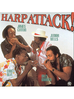 James Cotton, Junior Wells, Carey Bell, Billy Branch – Harp Attack! / ไม่ระบุ / ปกมีคราบเก่าเก็บ / แผ่นโปรโม / แผ่นดี