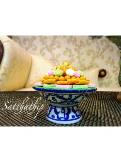 พานโมเดลขนมไทย ประดิษฐ์จากดิน 4' - พานขนมมงคล ประดิษฐ์จากดิน - พานขนมไทย ดินปั้น