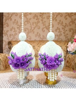 พานพุ่ม - พานพุ่มสักการะ - พานพุ่มดอกรัก - พานพุ่มดอกรักประดิษฐ์ (พลาสติก) - พานพุ่มสีขาว - Panpum