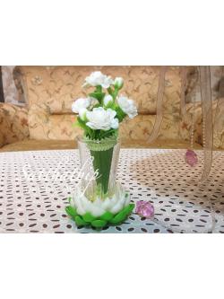 ชุดกรวยดอกมะลิ พร้อมถาดบัว ประดิษฐ์จากดิน - ดอกมะลิดิน - ของขวัญวันแม่ - Jasmine flower