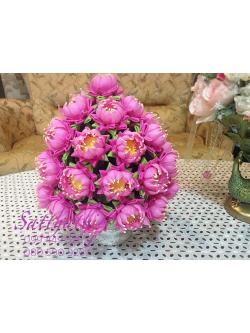 พานดอกบัว (สีชมพูอมม่วง) - พานดอกบัว ประดิษฐ์จากดิน - Phan bush