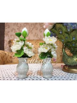 แจกันดอกบัว - ดอกบัวประดิษฐ์ - แจกันดอกบัวหลวง (ข้างละ 5 ดอก ไม่รวมดอกตูม) ประดิษฐ์จากดิน - แจกันดอกบัวประดิษฐ์ - Lotus Flower