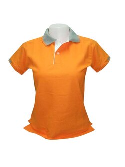 เสื้อโปโลหญิงสีส้ม ปกสีเทาท็อปดราย