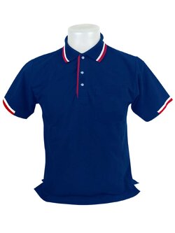 เสื้อโปโลสีน้ำเงิน ปกสีน้ำเงินลายธงชาติ พรีออเดอร์