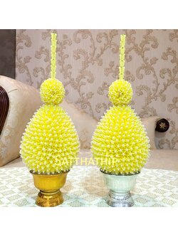 พานพุ่ม - พานพุ่มสักการะ - พานพุ่มดอกรัก - พานพุ่มดอกรักประดิษฐ์ (พลาสติก) - พานพุ่มสีเหลือง - Panpum