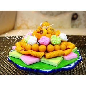 พานขนมไทย ประดิษฐ์จากดิน - โมเดลขนมทย - ขนมไทย - Thai Dessert