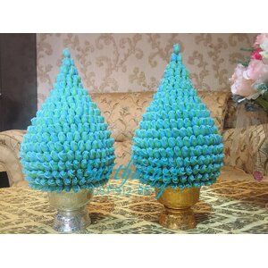 พานพุ่มดอกกุหลาบ ประดิษฐ์จากดิน [8 นิ้ว 4,000 บาท/คู่]