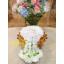 พวงมาลัยผ้า ดอกมัม สีขาว บนพานเงิน/ทอง - พวงมาลัยผ้า - Fabric garland