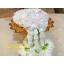 พวงมาลัยผ้า ดอกมัม สีขาว บนพานเงิน/ทอง - พวงมาลัยผ้า - Fabric garland