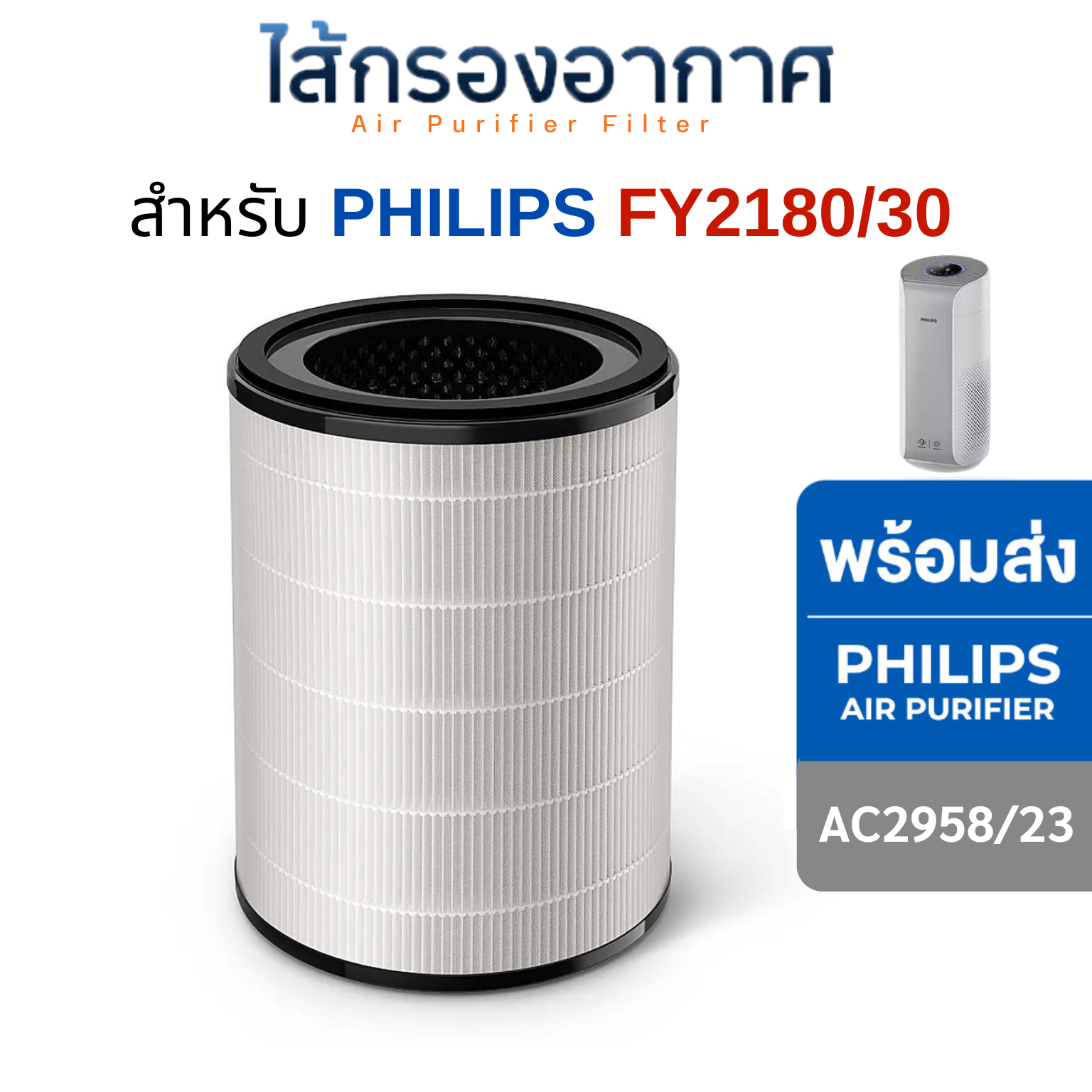 Philips ไส้กรองอากาศ FY2180/30 สำหรับเครื่องฟอกอากาศ รุ่น AC2958/23 Nano Protect HEPA Filter
