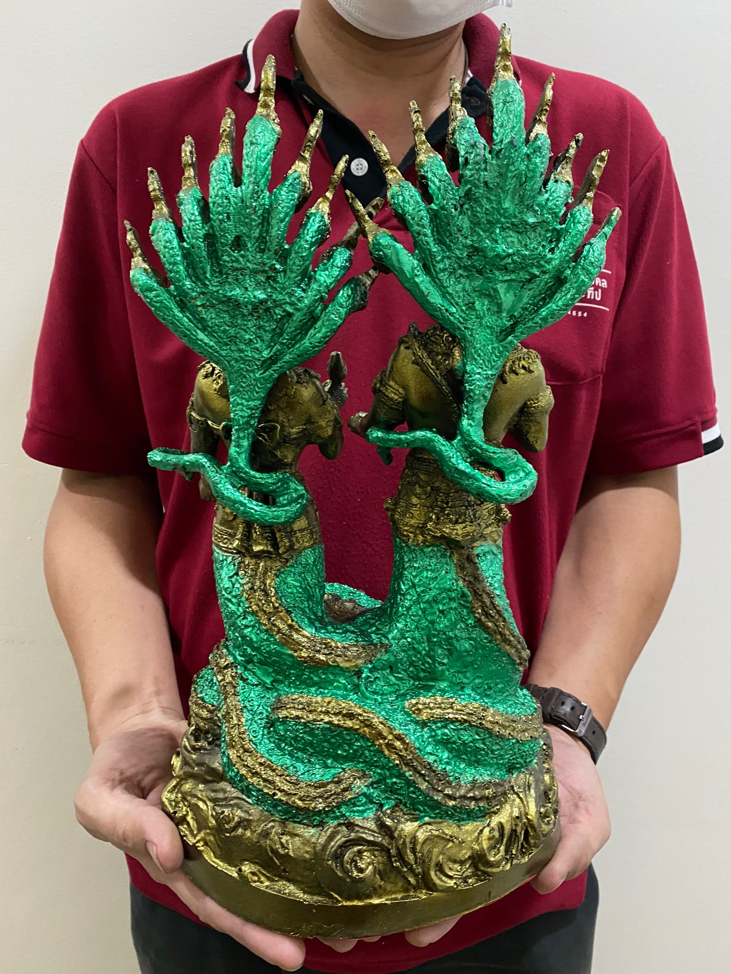 ปู่ศรีสุทโธย่าศรีประทุมมา สูง16นิ้ว กว้าง9นิ้ว องค์ยืนคู่สีเขียว