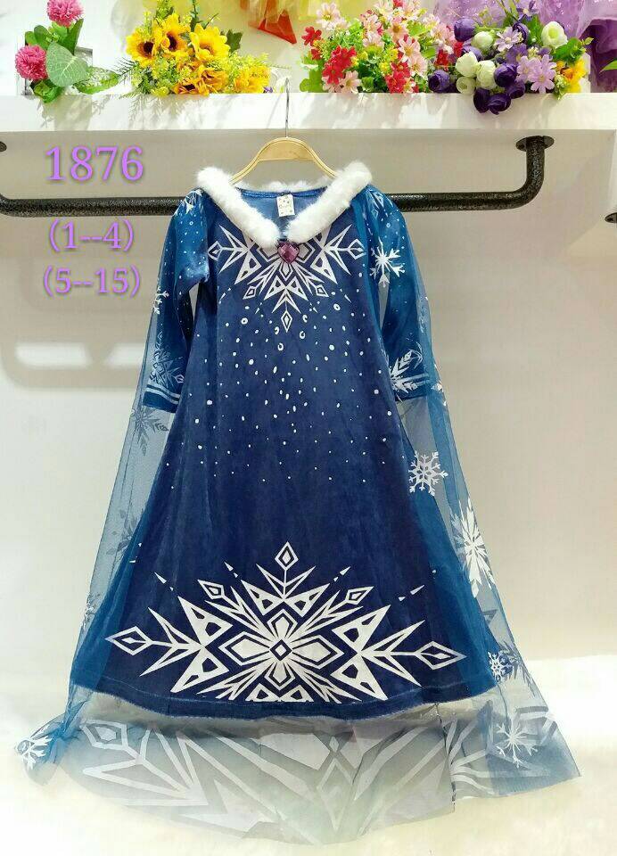ชุดเจ้าหญิงเอลซ่า ตอน Olaf’s Frozen Adventure (งานผ้ากำมะหยี่) งานเหมือนสวยมากๆค่ะ ไซส์ 5 7 9 11 13 15