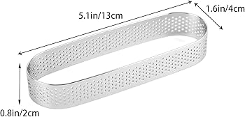 พิมพ์ทาร์ตว วงรี สแตนเลส เจาะรู Oval Tartlet Mold Perforated 4 x 13 x2 cm. (11-8798)