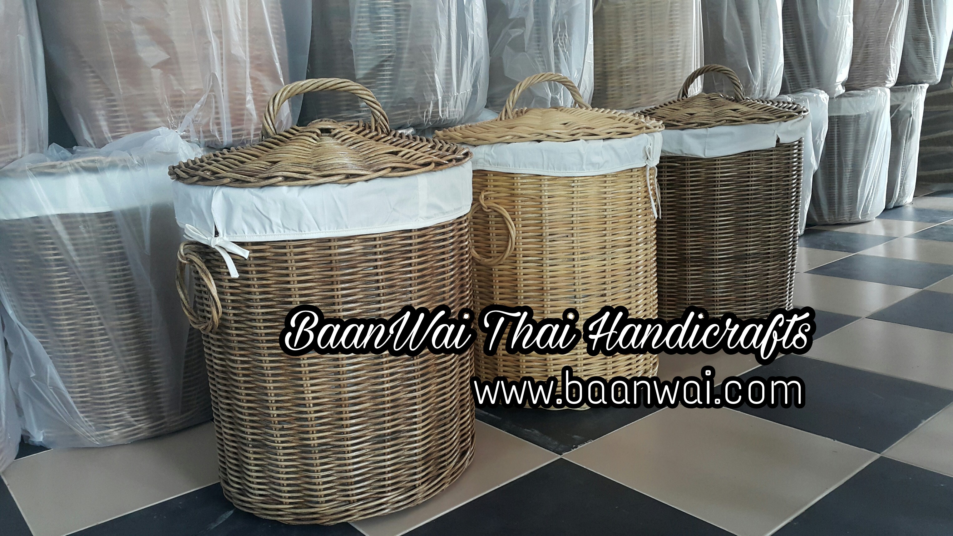 ตะกร้าผ้า หวายแท้ ถังหวายใส่ผ้า ตะกร้าผ้าซัก