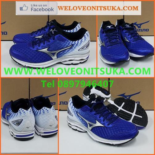 รองเท้าวิ่ง Mizuno Wave Rider19 สีน้ำเงินไล่ขาว รุ่นยอดนิยม สีสวยโดดเด่น ชัดเจน หนานุ่ม รองรับแรงกระแทกอย่างดี ลวดลายสวยงาม J1GC160306